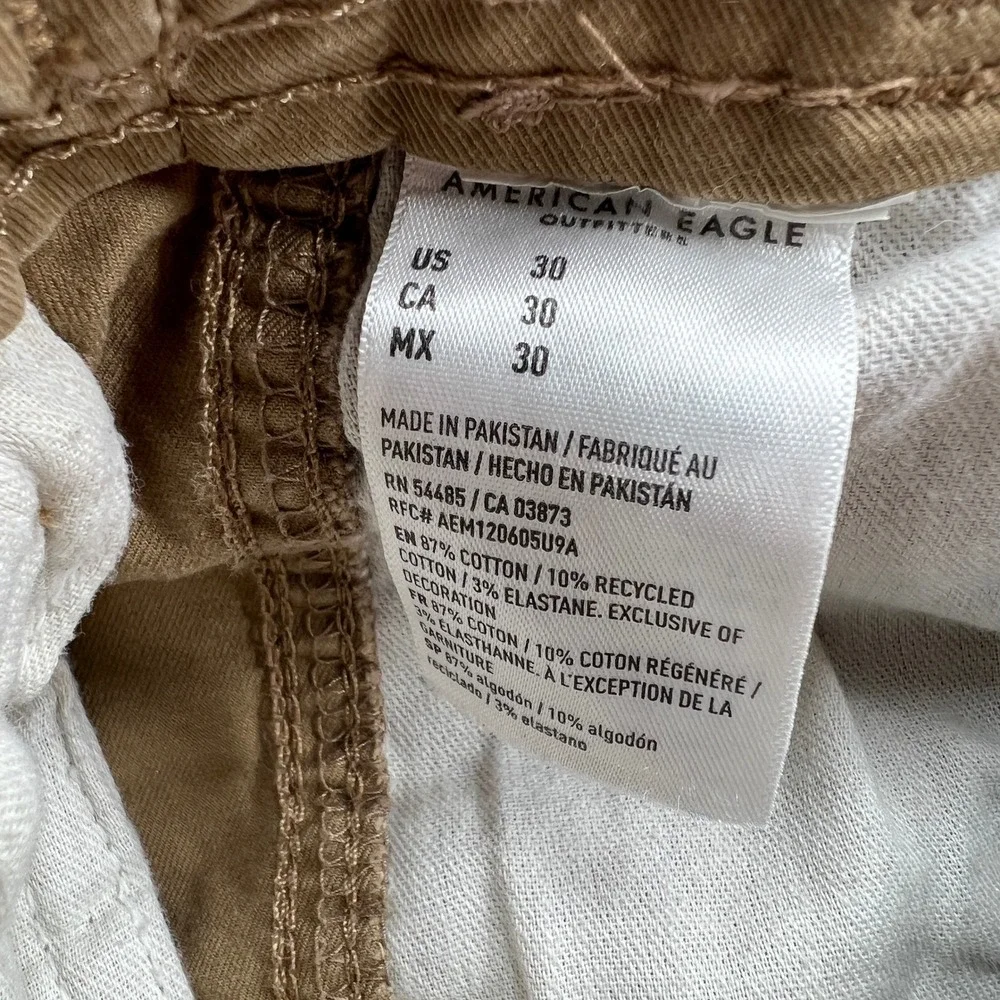 Y2K American Eagle Classic Cargo Shorts Mens 30 Khaki Brown Flex Cotton Blend